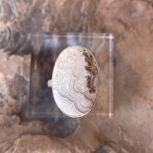 Crazy Lace Agate Ring Adjustable Solid 925 Sterling Silver